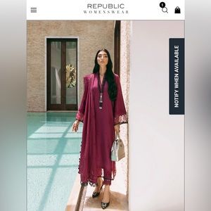 Pakistani designer Republic Womenswear 3 piece suit, kurta, pant and dupatta